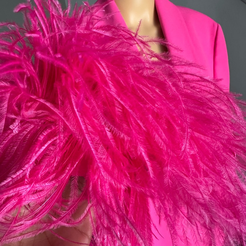 Viral Zara Hot Pink Feather Cuff Blazer Size Large - Picture 5 of 10